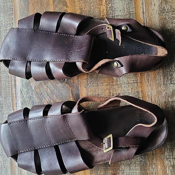 Polo by Ralph Lauren Dark Brown Leather Sandals - Picture 1 of 9